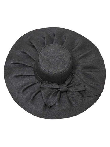 BLACK ELEGANT TOYO WIDE BRIM FLOPPY HAT - 第 3/8 張圖片