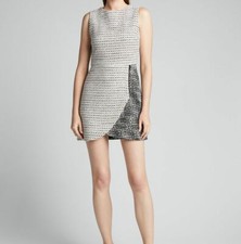 NWOT ALICE + OLIVIA Sally Side Zip Boucle Tweed Mini Dress 4 Small Boucle