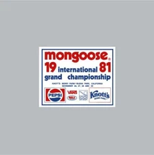 Mongoose - Participant 1981 Knotts Berry Farm White decal