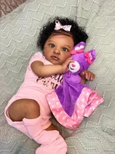 Adorable Reborn Baby Dolls 20in Soft Cloth Body Girl Black Skin Poseable Newborn