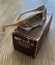 NEW SPY CRISTAL 90  S BONE GRAY SURF SUP SNOW GOLF SUNGLASSES CASE ROXY STICKER