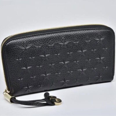 JIMMY CHOO Zip Around Leather Long Wallet Black with Star  display picture 1
