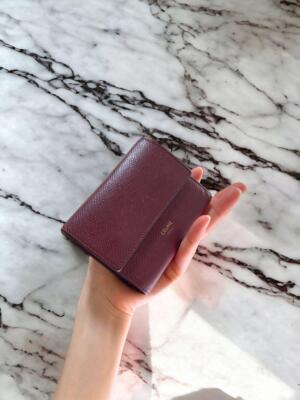 Auth CELINE Small Trifold Wallet Brown Leather Trifold Wallet