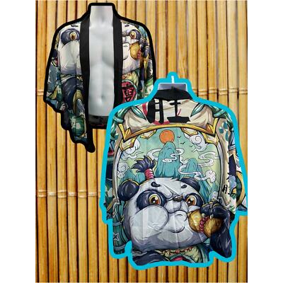 Shein XL Cartoon Panda And Chinese Letter Pattern Women's Creative Loose Kimono