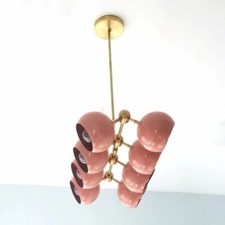 Mid Century Modern Brass Sputnik Chandelier Eyeball Shaped Ceiling Light Fixture