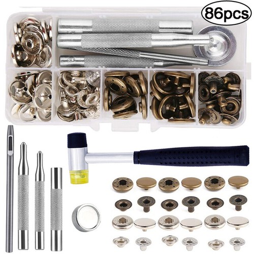 Leather Snap Fasteners Kit Press Stud Metal Button Snaps with Hammer Tools DIY - Picture 9 of 12