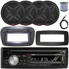 Pyle Single-DIN Marine CD Radio W/Kit  Adapter Plate, 4x 6.5" 600W Max Speakers