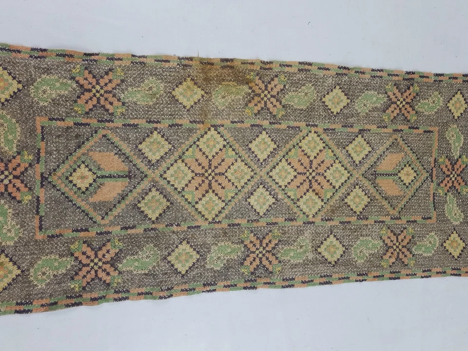 Vintage Traditional Turkish Handmde Wool Runner 138x62cms - Image 4 of 4