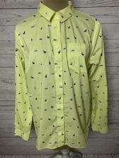 Duluth Trading Llama Shirt Women Sz L Long Sleeve Button Up Top Blouse Yellow