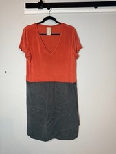 Anthropologie Dolan Colorblock Shift T-Shirt Dress Large Orange Gray Knee Length