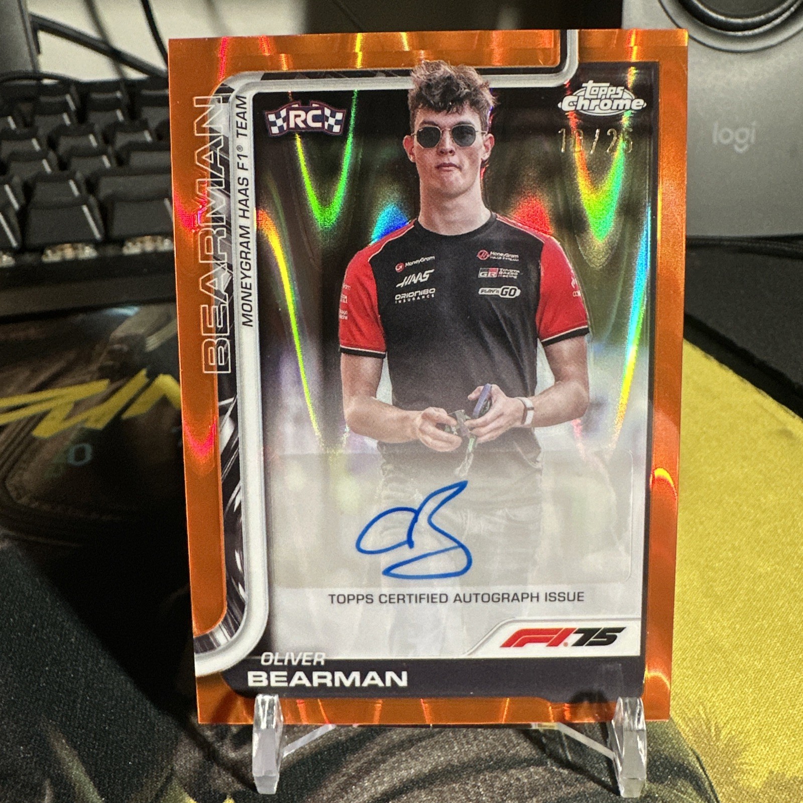 OLIVER BEARMAN Rookie Auto Orange Raywave /25 Topps Chrome Formula 1 2025 RC
