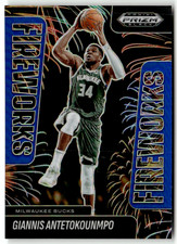 Panini Prizm Black 2024-25 NBA No 9 Giannis Antetokounmpo Fireworks Blue 123/199