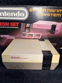 Nintendo NES Action Set Complete in Box, w Light Gun, 2 Controllers, Not Working