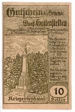 1920 Austria Dorf-Seitenstetten Notgeld 10 Heller Note (3417)