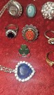 Vintage Costume Jewelry Mixed Lot Rings Necklace Free Shipping Unknown Ring Size — photo 2