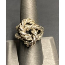 925 STERLING SILVER TWISTED ROPE LOVE KNOT RING SIZE 7.25 SKY