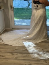 David  s Bridal Wedding Dress Plus Size 20. Satin And Lace, A-line Dress