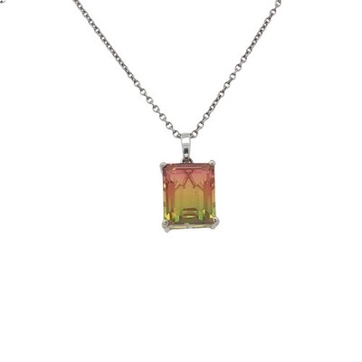 TJC Sterling Silver Rainbow Genesis Triplet Quartz Pendant with Chain