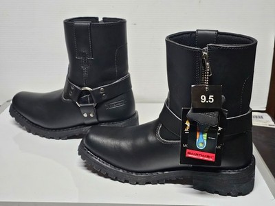 Xelement Black Harness Moto Mid Calf Boots Women s 9.5 Biker Riding Buckle