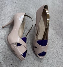 Monsoon Pink/Beige/Nude Patent Leather Peep Toe Uk 5 (38)