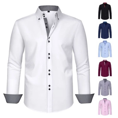 Herren Kariertes Hemd Businesshemd Freizeit Shirt Langarm Freizeithemd Slim Fit - Bild 1 von 4