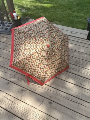 COACH  Folding Umbrella brown red Signature cherry