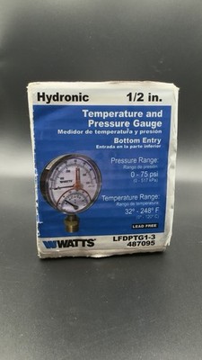 New Watts 1/2in Temperature And Pressure Gauge Model LFDPTG1-3  