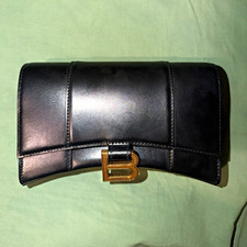 Balenciaga Black Flap Shoulder Bag B Logo Gold Chain Magnetic Detachable Strap
