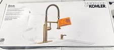 KOHLER Sous Pro-Style Pull Down Kitchen Faucet Vibrant Brushed Modern Brass NEW