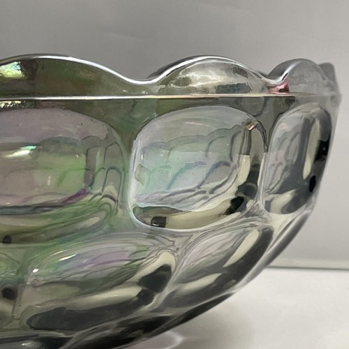 Vintage Federal Carnival Glass Bowl Colonial Smoke Yorktown Iridescent 9” - Picture 7 of 8