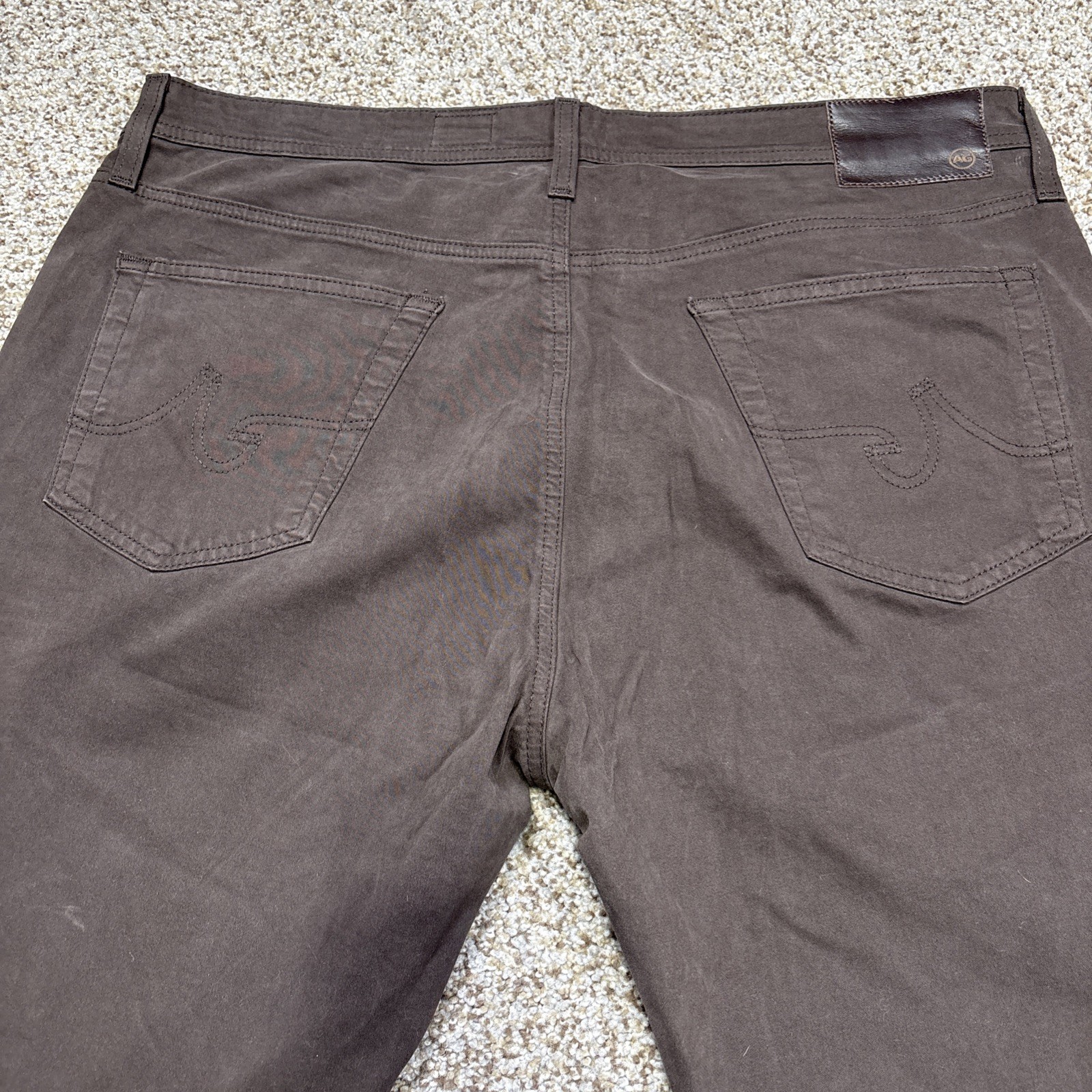 AG Adriano Goldschmied Everett Slim Straight Brown Pants Mens 38x34 Fits 38 X 35 - View 14