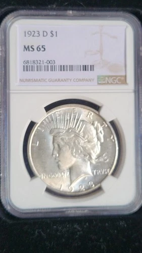 1923-D Peace Dollar      NGC MS65