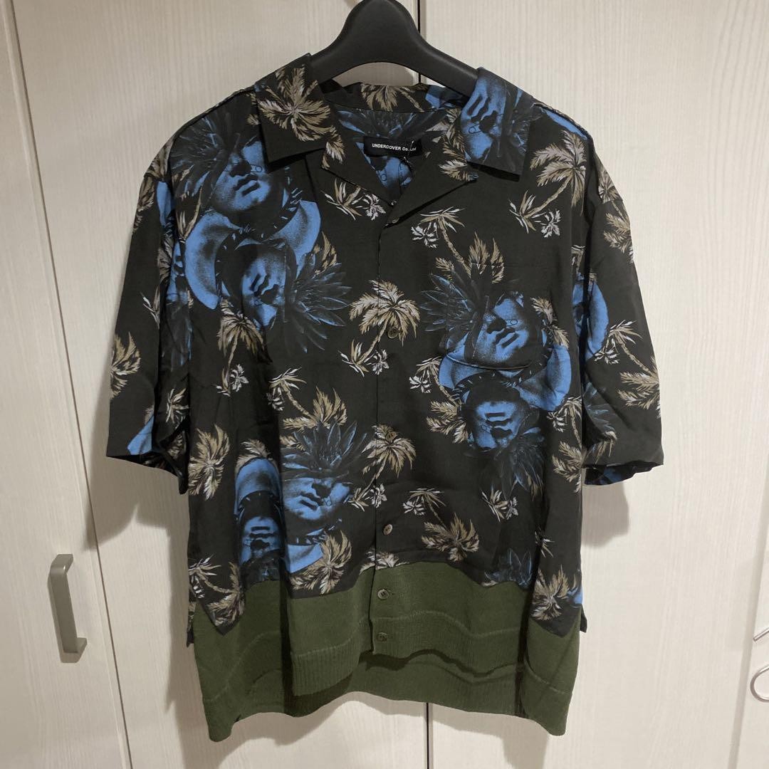 UNDERCOVER アロハシャツ Undercover Aloha Shirt Switch Green 1 Graphic Nitted Hem