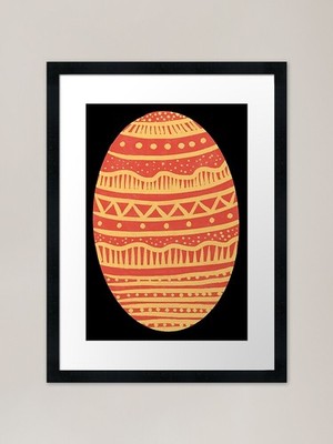 Rotes Osterei verziert mit Gold Gerahmtes Wandbild Poster Leinwanddruck Bild