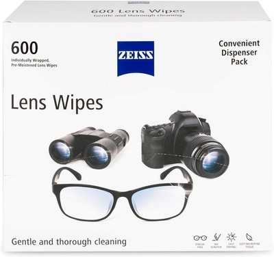 ZEISS Pre-moistened Lens Cleaning Wipes for Lenses - 600 Count