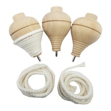 Hand-Carved Wooden Trompos Spinning Tops Set of 3 with Steel Tip for Kids