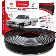 ALL-FIT Black Chrome Square Body Side Molding 73-87 Chevy C10 GMC Truck 2.25"