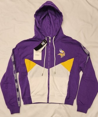 Minnesota Vikings WEAR Erin Andrews Color Block Full-Zip Hoodie Sz Small