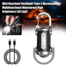 Mini Keychain Flashlight Type-c Rechargeable Waterproof Brightnes LED Flashlight