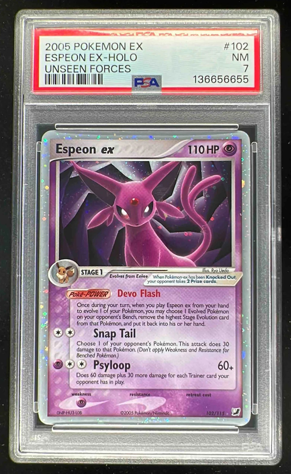 2005 Pokemon EX Unseen Forces #102/115 Espeon ex PSA 7