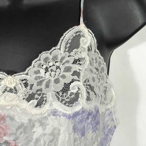 Lucie Ann Floral Lace Camisole Women 36 USA Made Pastel Roses Hydrangea - Picture 3 of 12