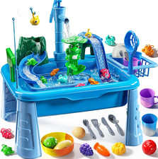 4-In-1 Water Table Kids Kitchen Play Sink Toy for Toddlers 2 3 4 5 6 Years Old -