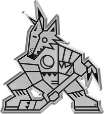 Arizona Coyotes Auto Emblem, Silver Chrome Color, Kachina Logo, Raised Molded...