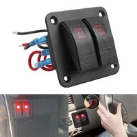 2 Gang Rocker Schalterpanel Dual Led Licht Rot FüR Van Boot Lkw Marine 12V/24V