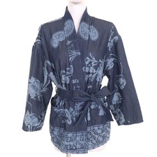 Christian Dior Ladies Shirt Cotton Bee Kimono-Style 3/4 Sleeve Navy 40 Italy