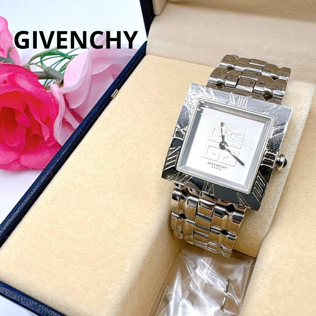 Givenchy QZ Square Watch Silver Ladies Timepiece Authentic Brand New