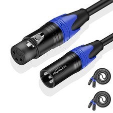 25ft XLR Cable 2 Pack - Balanced Speaker  Microphone Cable for Microphones S...