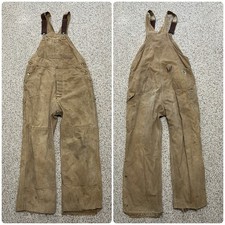 Vintage Carhartt Overalls Mens 42x26 Canvas Double Knee Work Farm Distressed