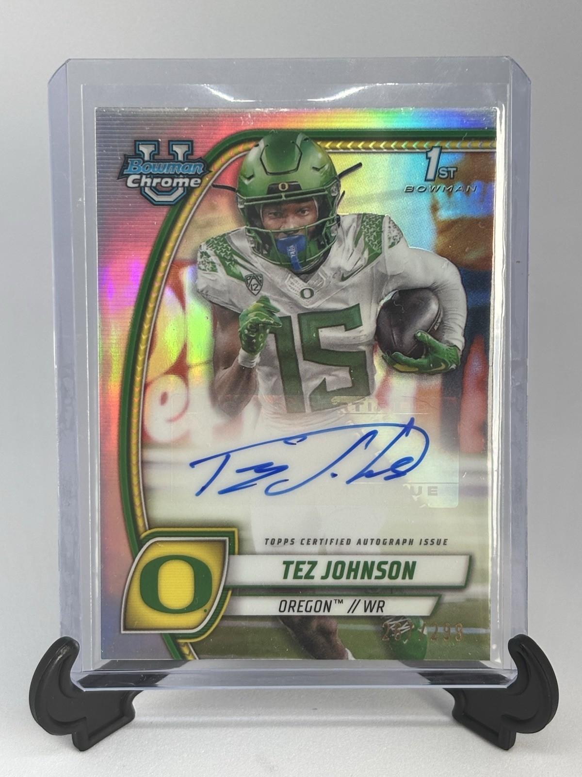 2024 Bowman University Chrome Tez Johnson(RC) Refractor/299 Auto PA-TJO