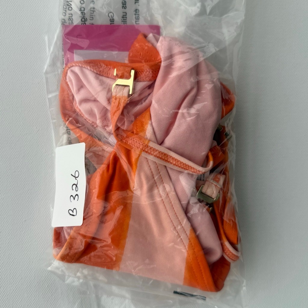 Women's Kate Spade Orange Pink Striped Bikini Top M thumbnail 8